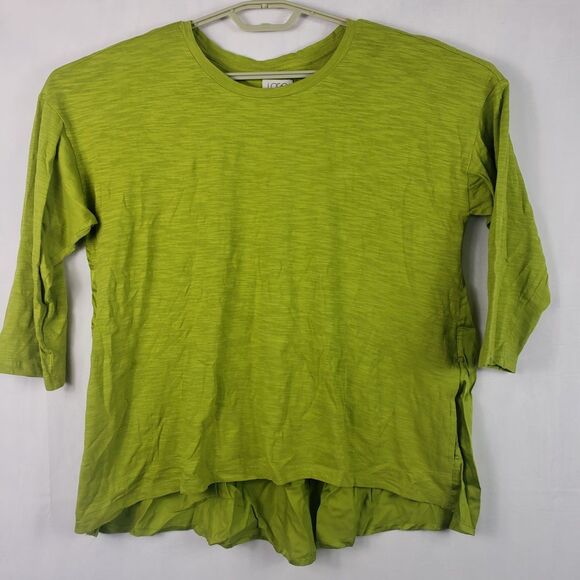 LOGO by Lori Goldstein Top Women's Sz M 3/4 Sleeve A-Line Green Casual Blouse - Picture 2 of 13